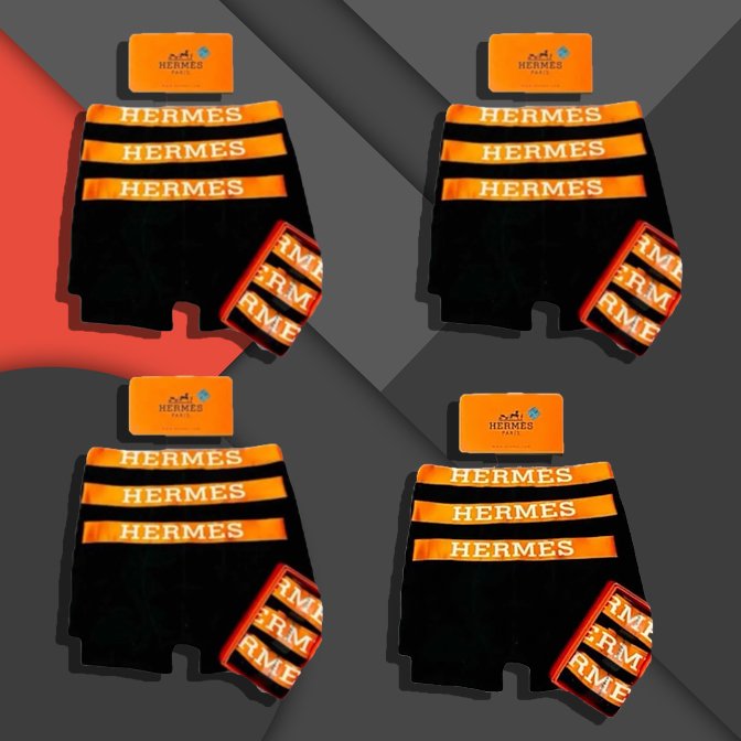 Hermes Underwear Pack 12 Classic Black Orange Code - 1105